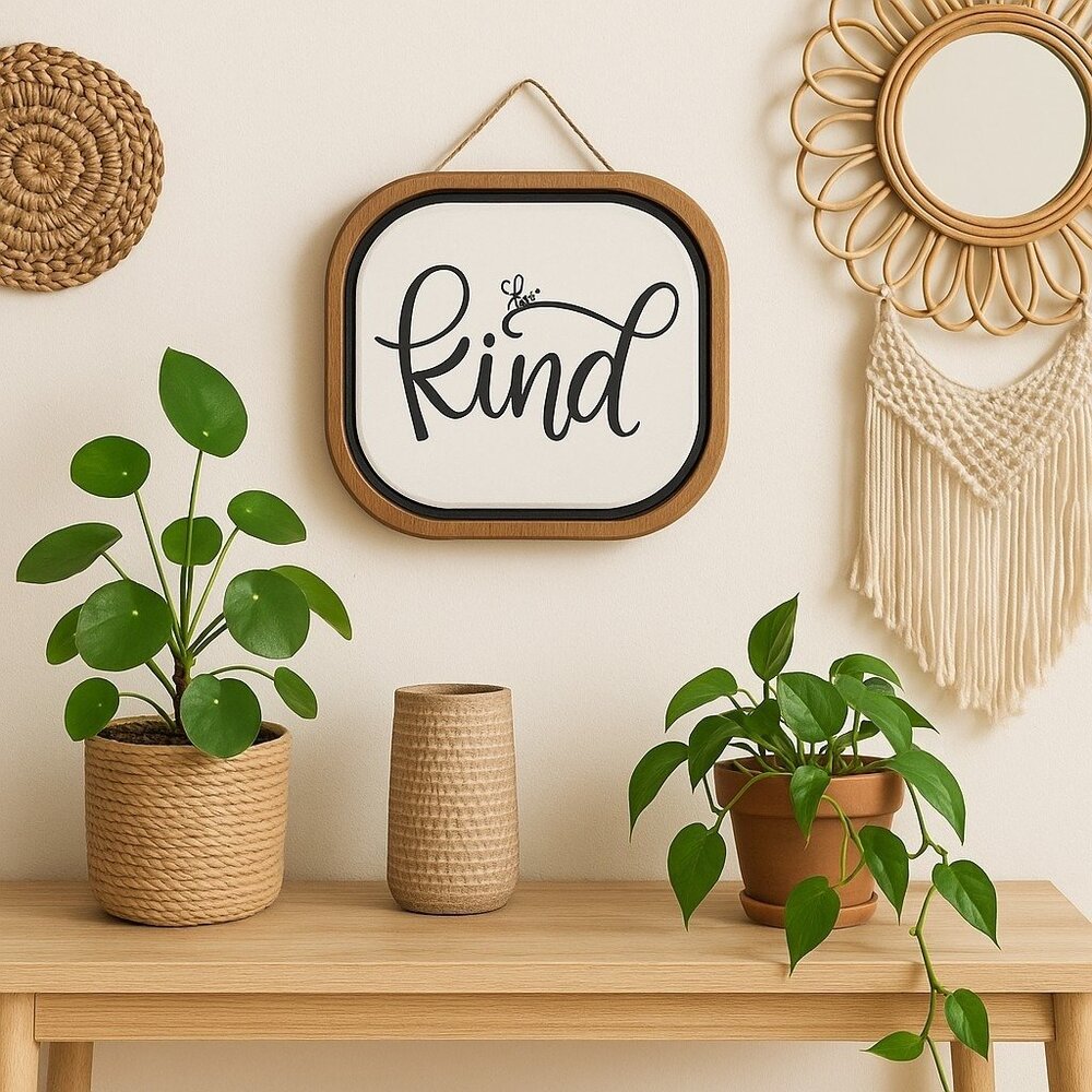 Sign 10in x 10in Metal Wood Trim Cottage Boho Barn Home Decor Hang Twine Family